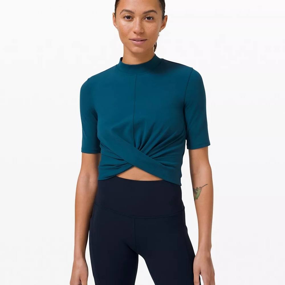 lululemon Wrap Front Mock Neck Crop Short Sleeve